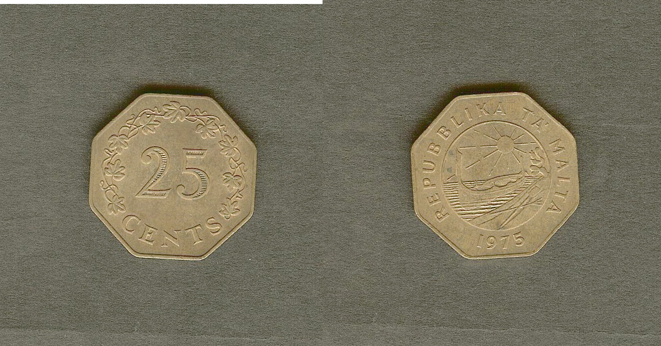Malta 25 cents 1975 AU